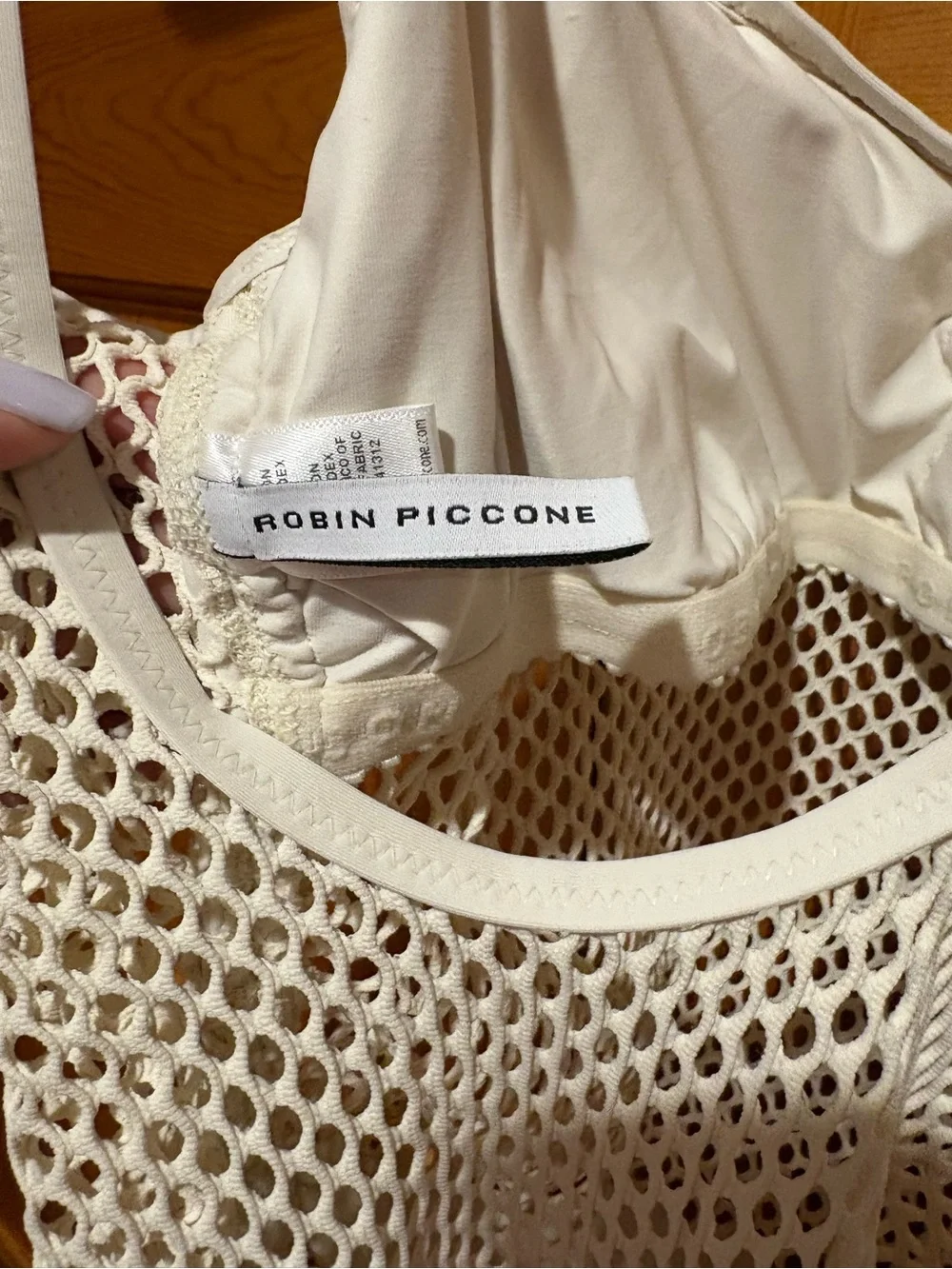 Robin Piccone White Mesh One-Piece Swimsuit